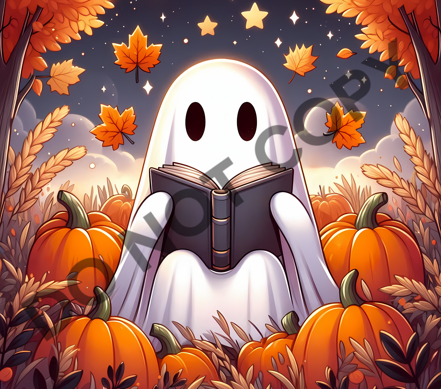 Fall ghost book tumbler transfer