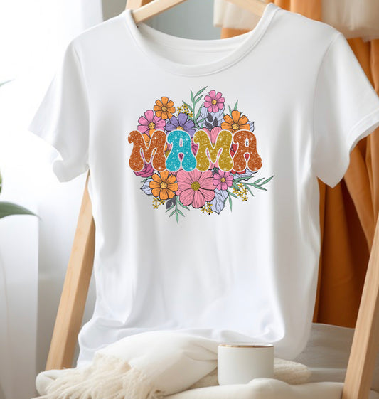 Mama retro floral sublimation shirt transfer