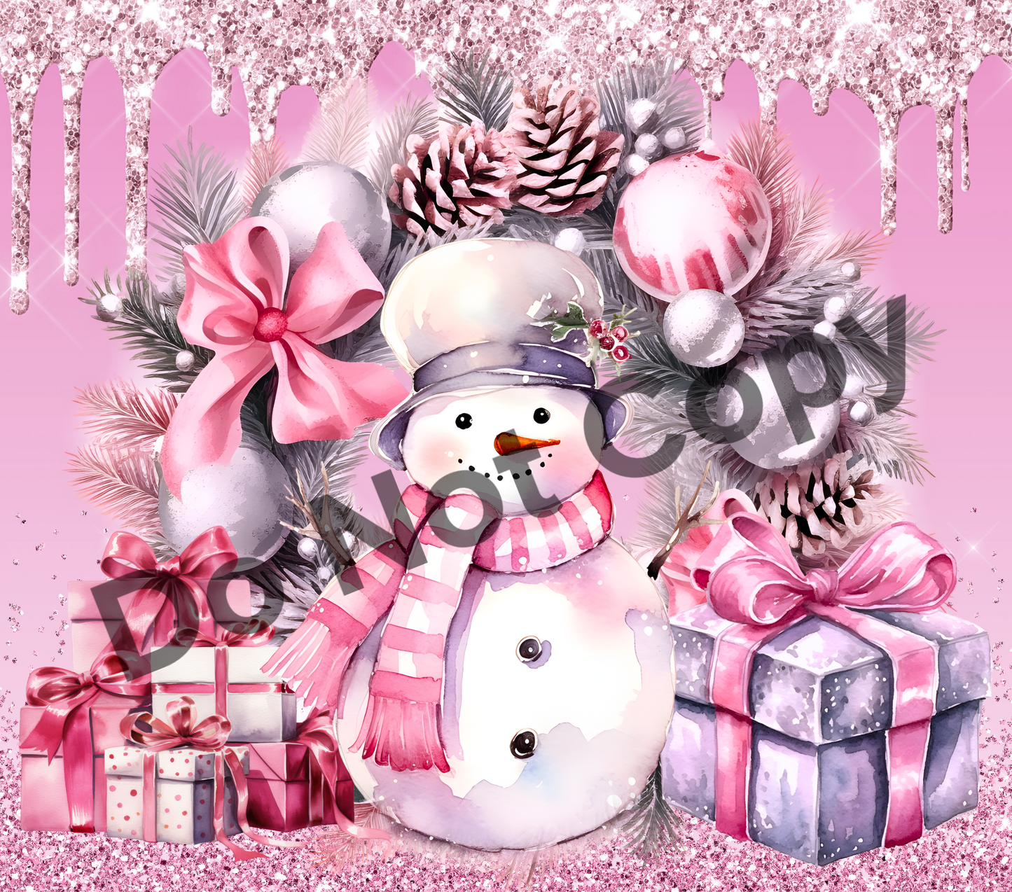 Snowman pink tumbler transfer