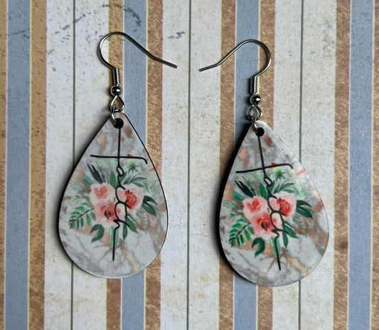 Faith floral teardrop earrings