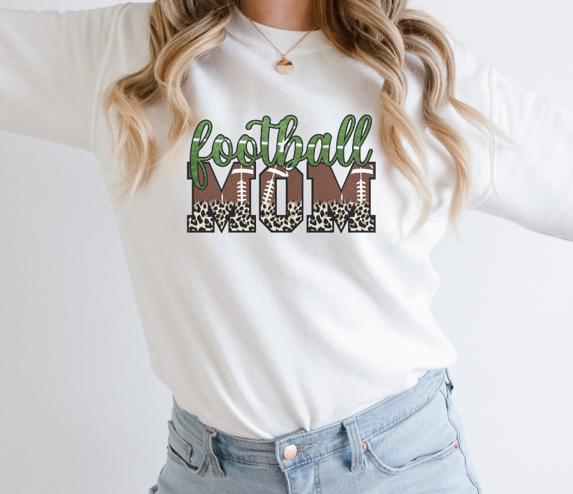Football mom field leopard sublimation shirt transfer