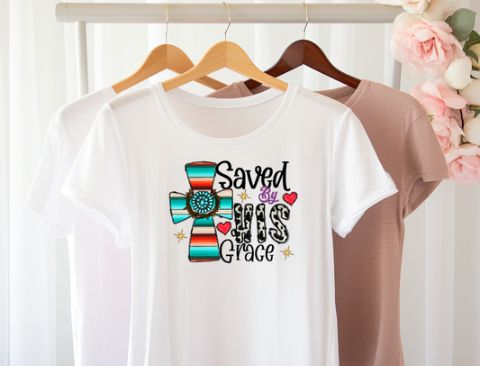 Saved by His grace sublimation shirt transfer