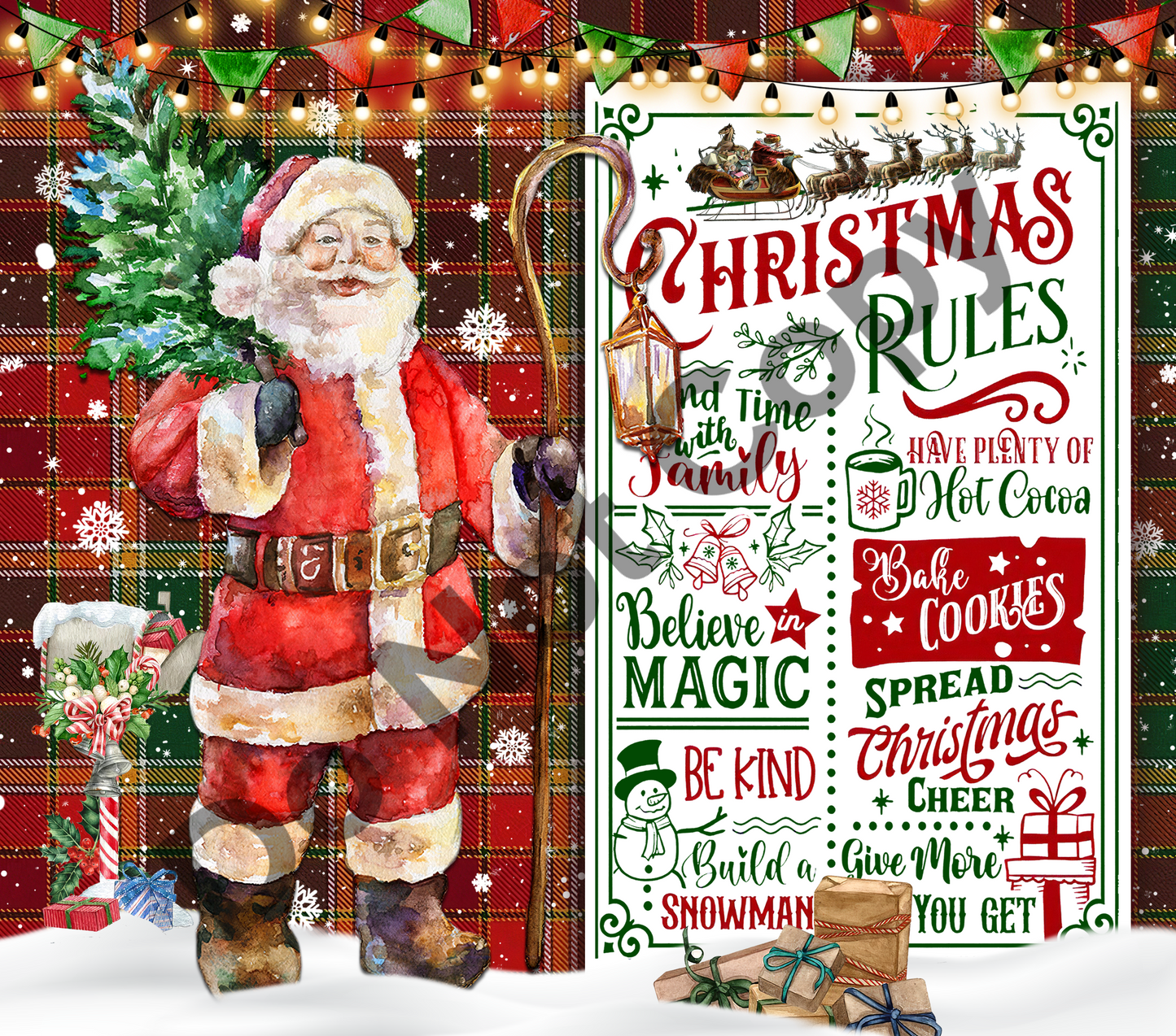 Christmas rules tumbler transfer