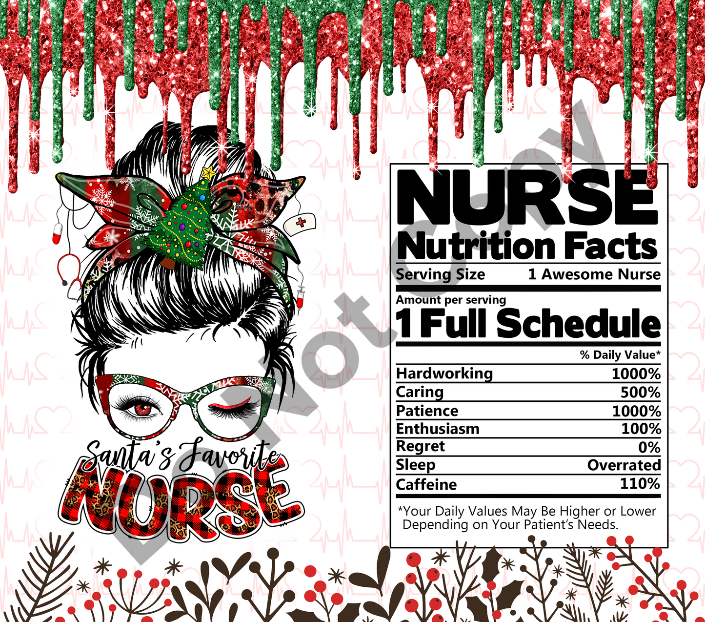 Santa’s favorite nurse tumbler transfer