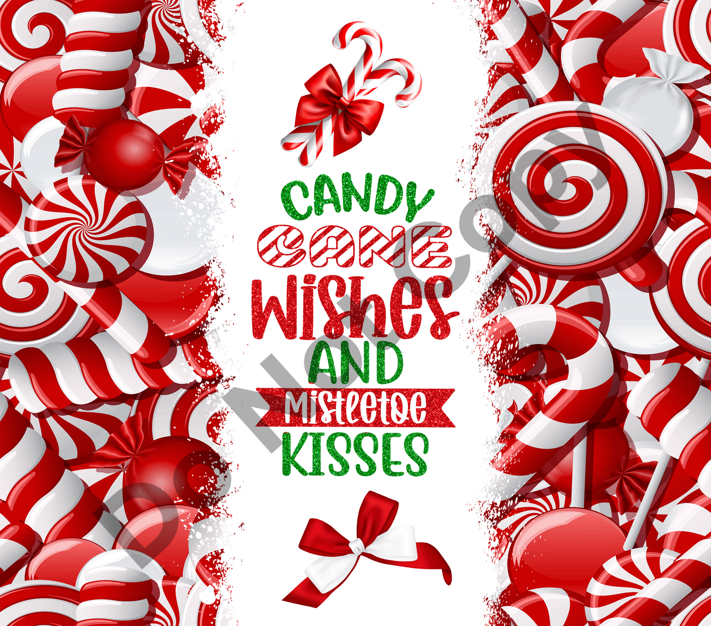 Candy cane wishes tumbler transfer