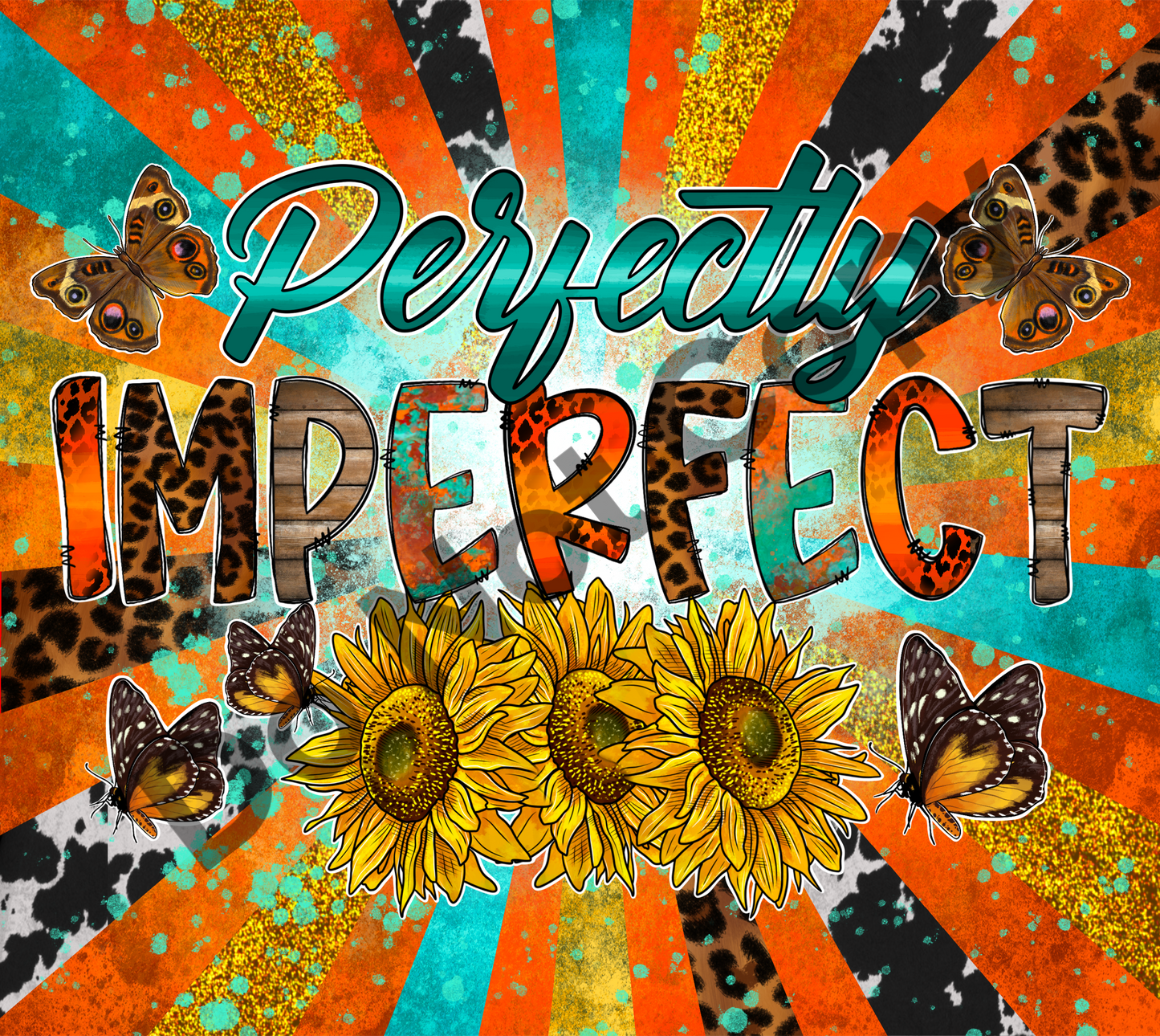 Perfectly imperfect sunflowers butterflies tumbler transfer