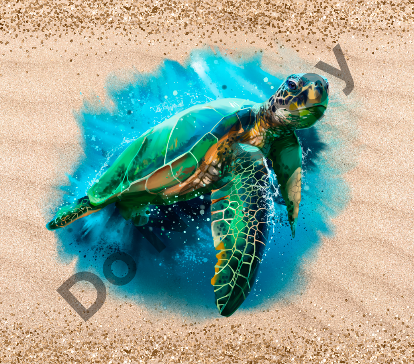 Turtle in sand tumbler transfer