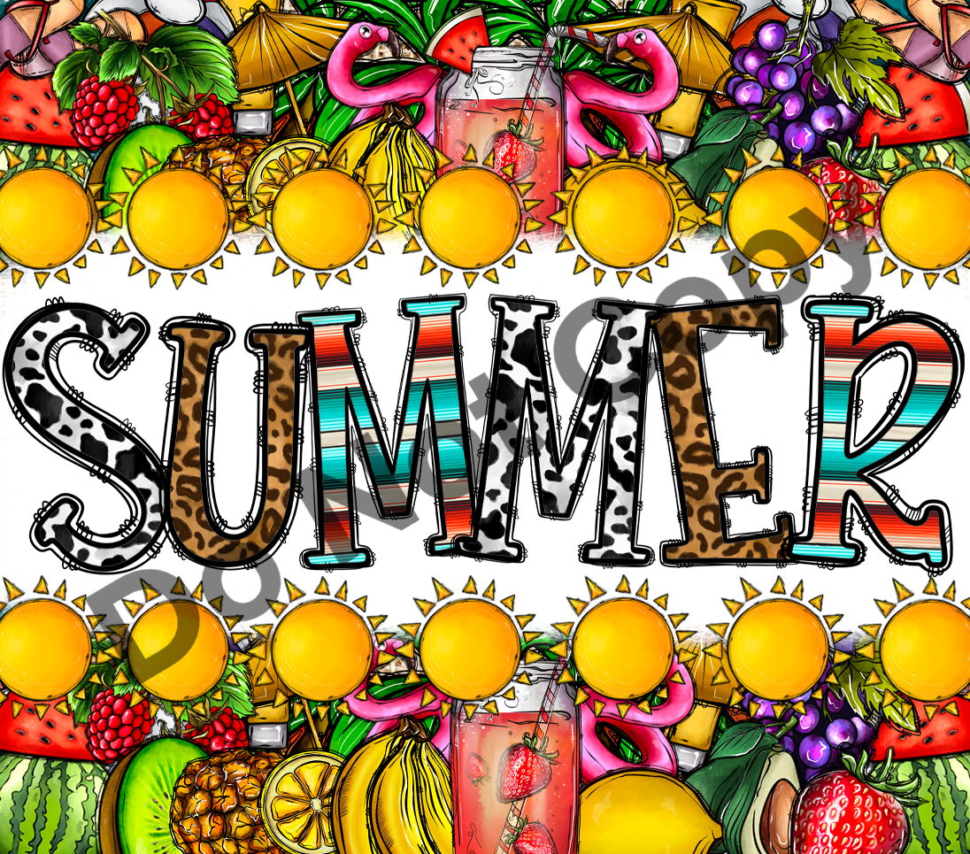 Summer patterns tumbler transfer