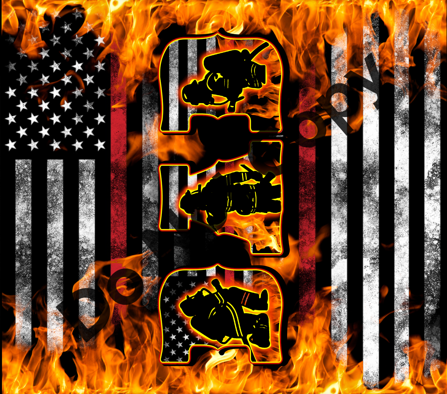 Dad fireman flag tumbler transfer