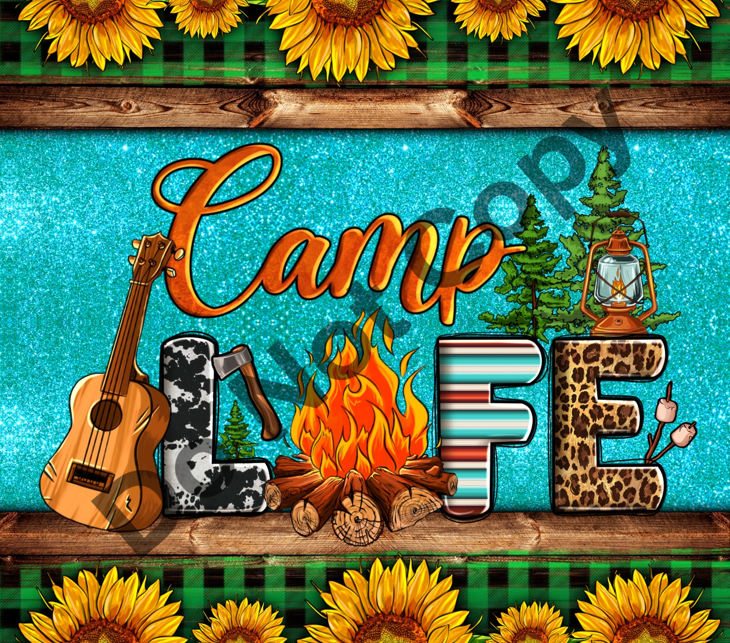 Camp life sunflowers tumbler transfer