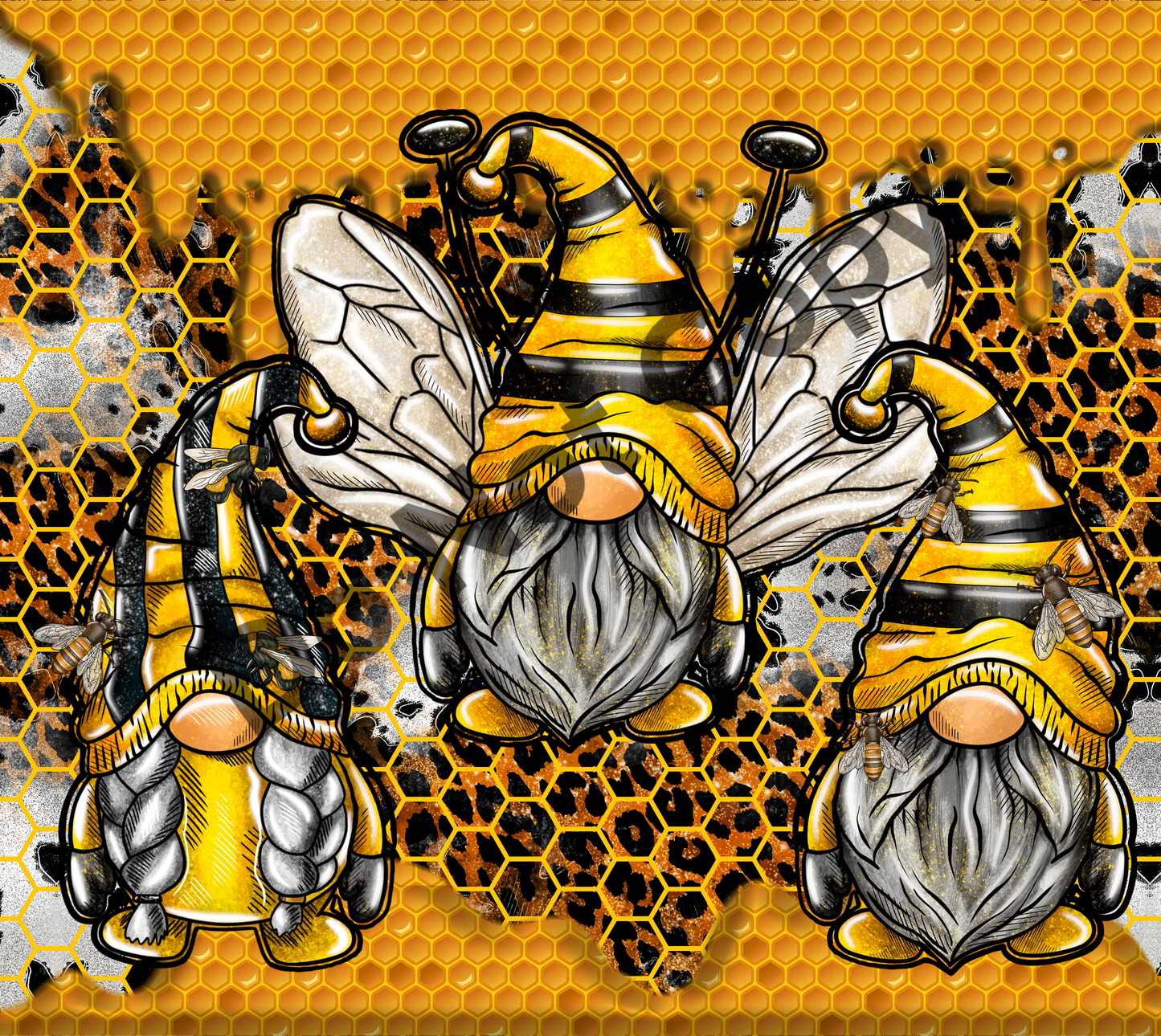 Honey bee gnomes tumbler transfer
