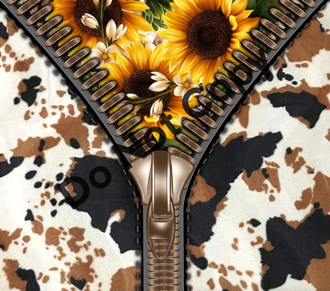 Sunflowers cowhide zipper tumbler transfer