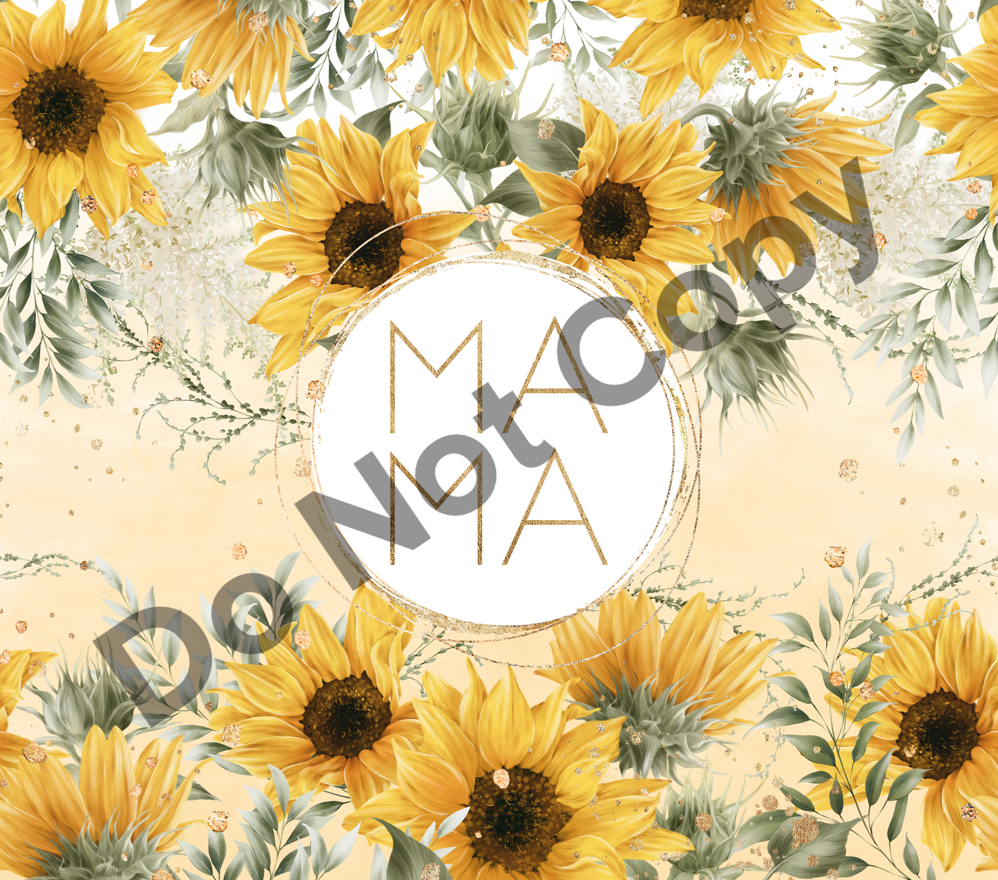 Mama sunflowers round tumbler transfer
