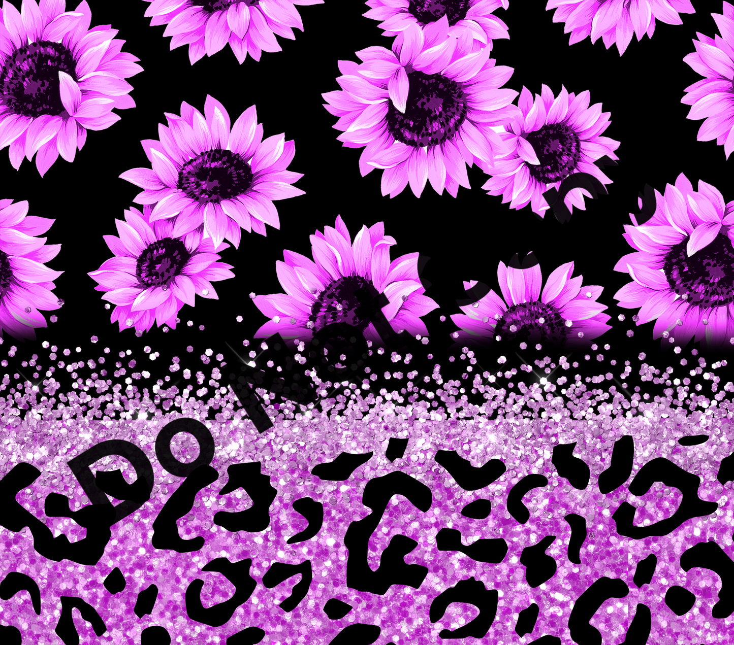 Purple floral leopard tumbler transfer