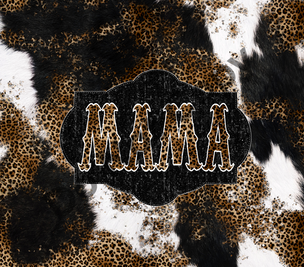 Mama cowhide leopard tumbler transfer