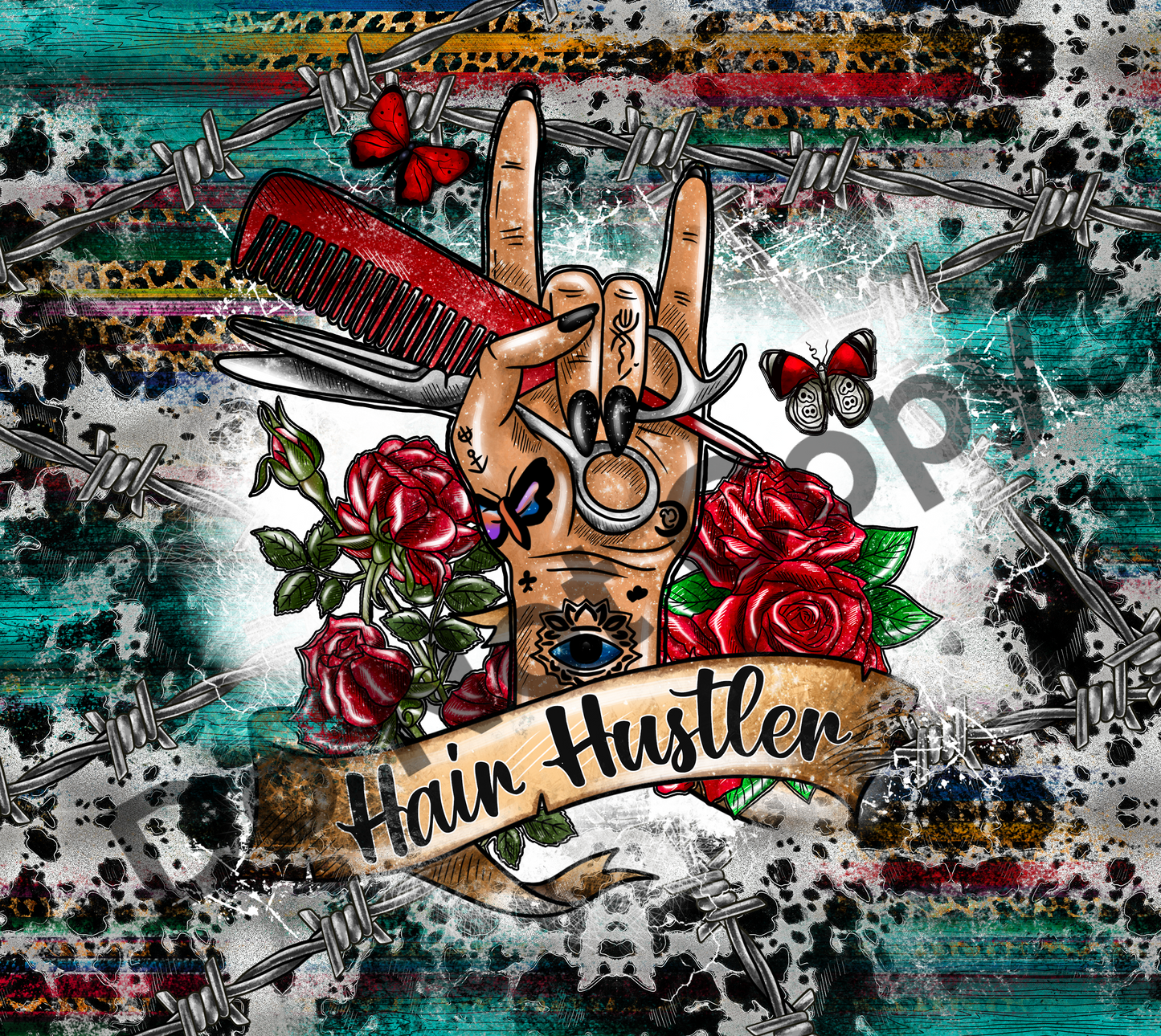 Hair hustler hand tumbler transfer