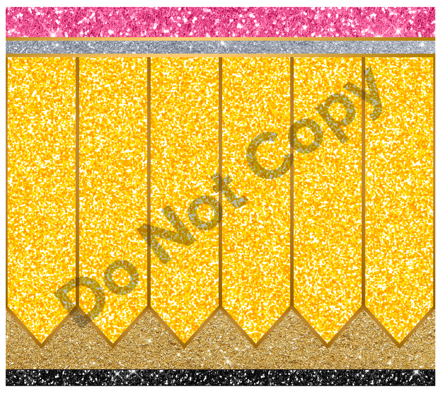 Pencil glitter tumbler transfer