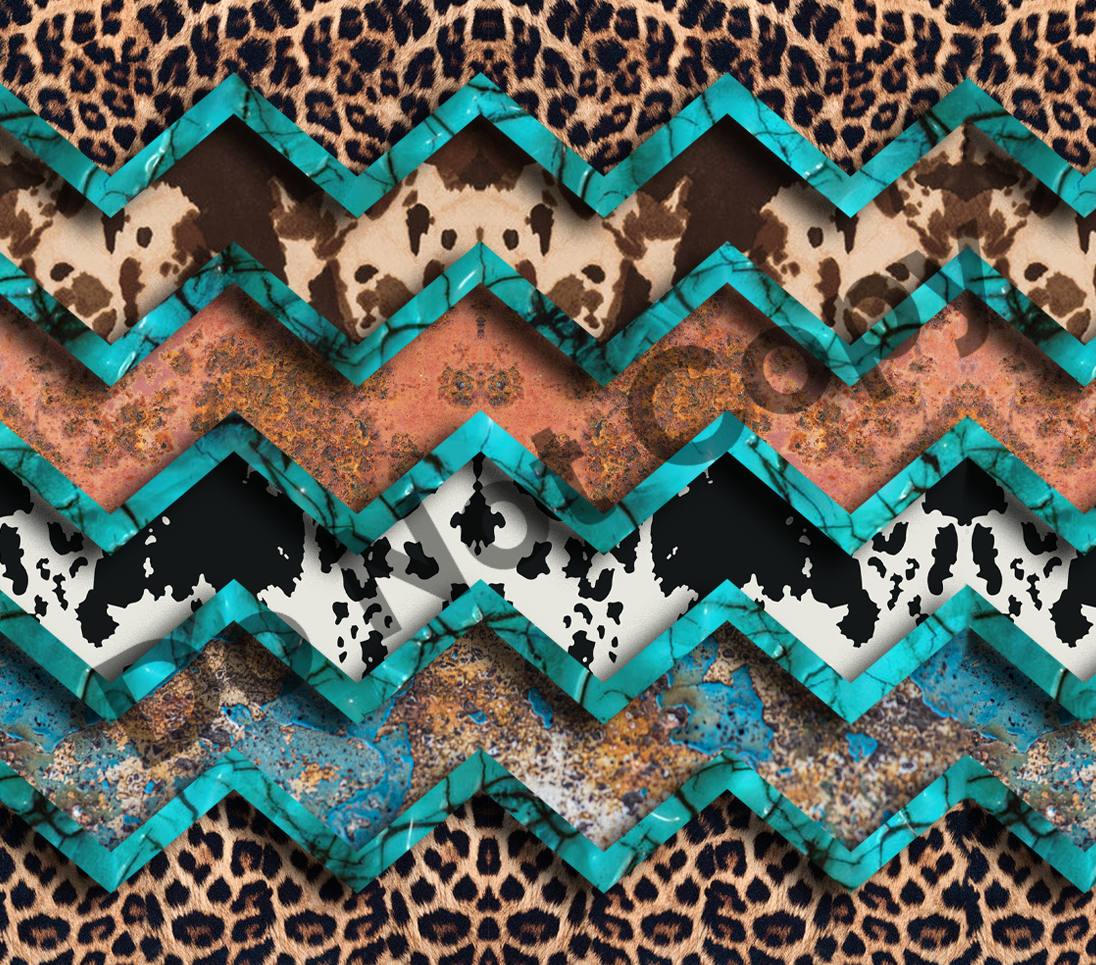 Animal patterns blue chevron tumbler transfer