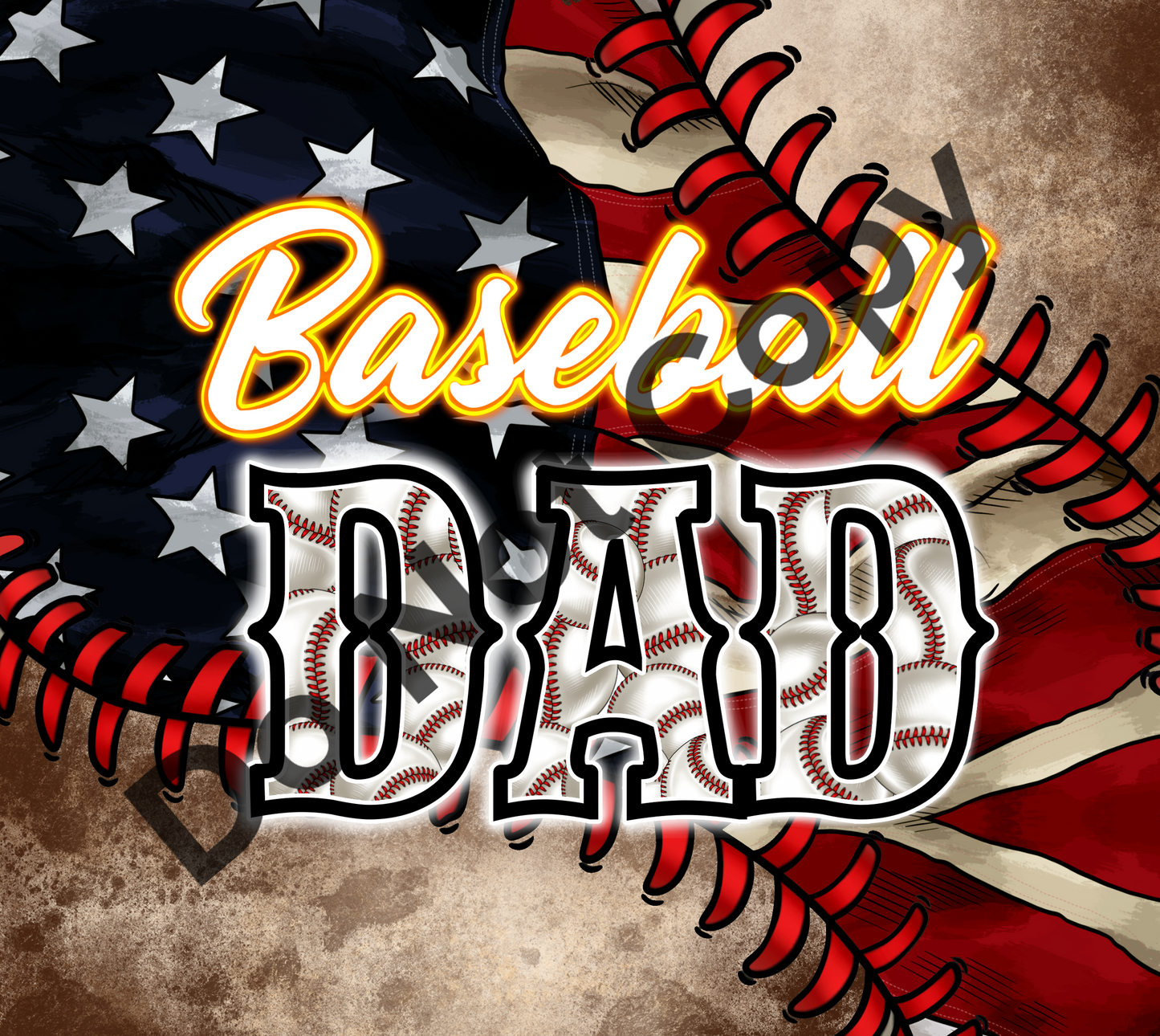 Baseball dad tumbler transfer