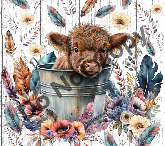 Cow calf boho floral tumbler transfer