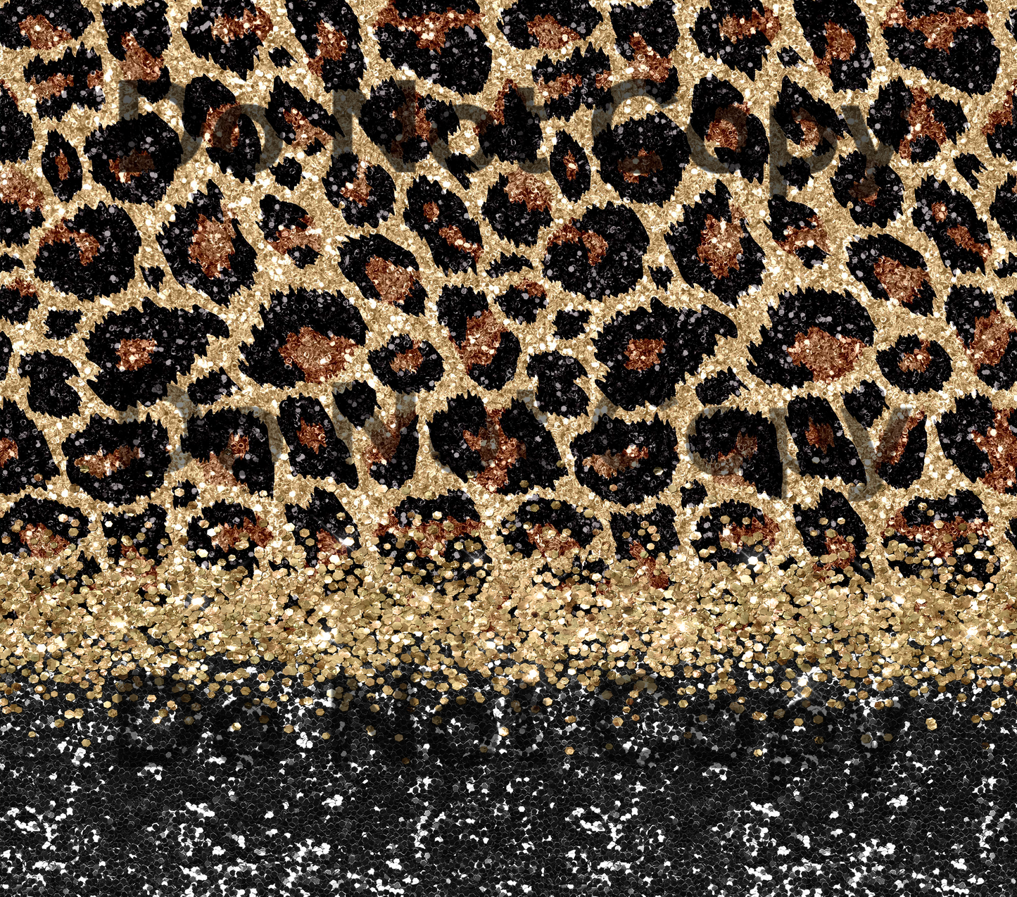 Leopard gold glitter black tumbler transfer