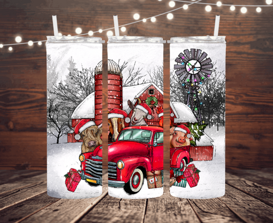 Christmas animals truck completed tumbler