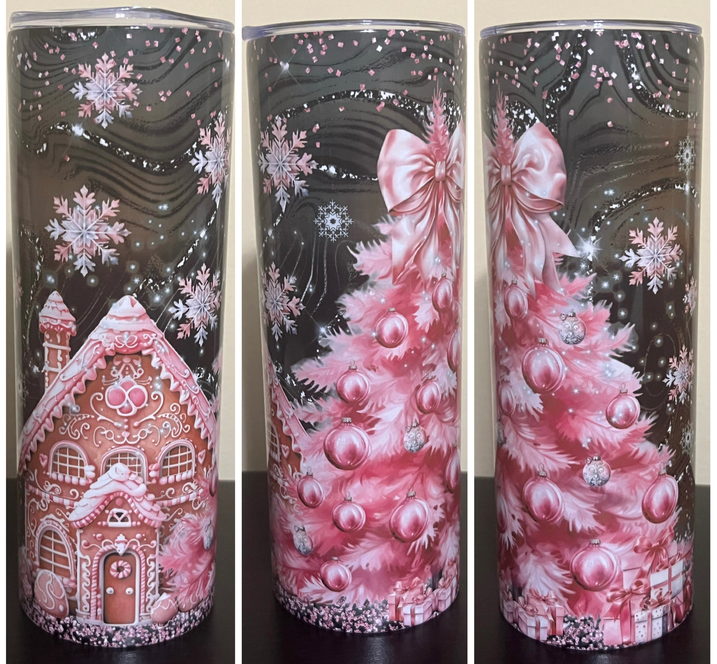 Pink Christmas completed tumbler