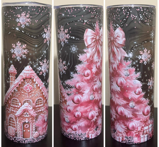 Pink Christmas completed tumbler