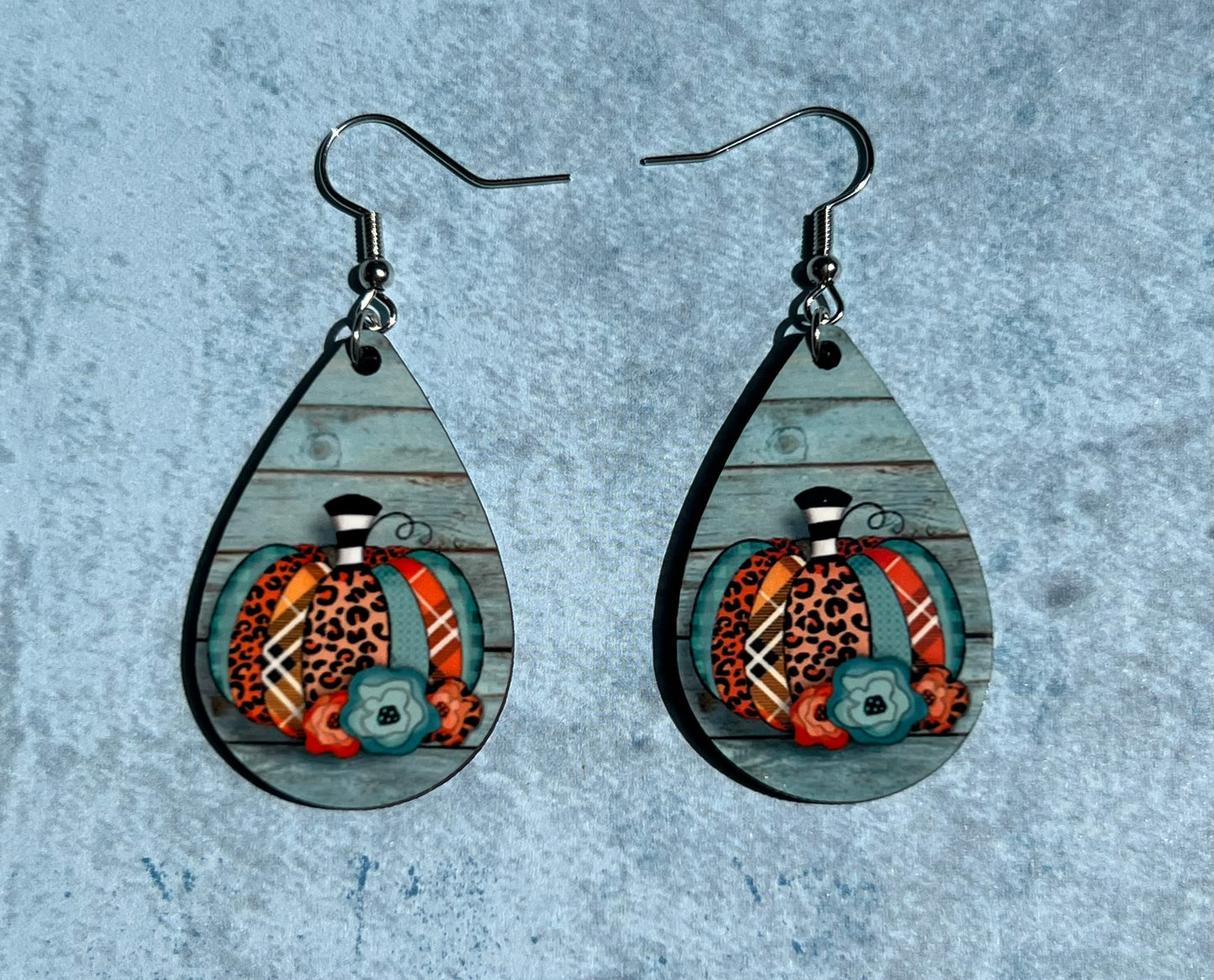 Pumpkin blue teardrop earrings