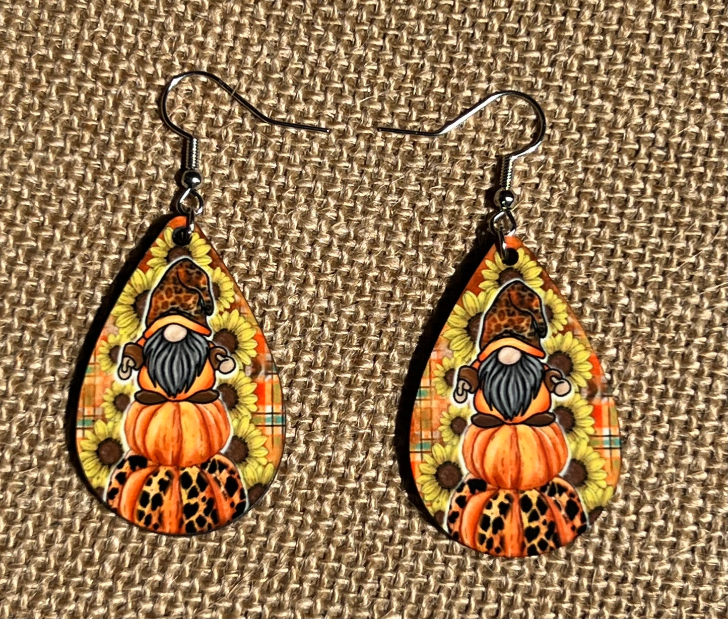 Fall gnome teardrop earrings