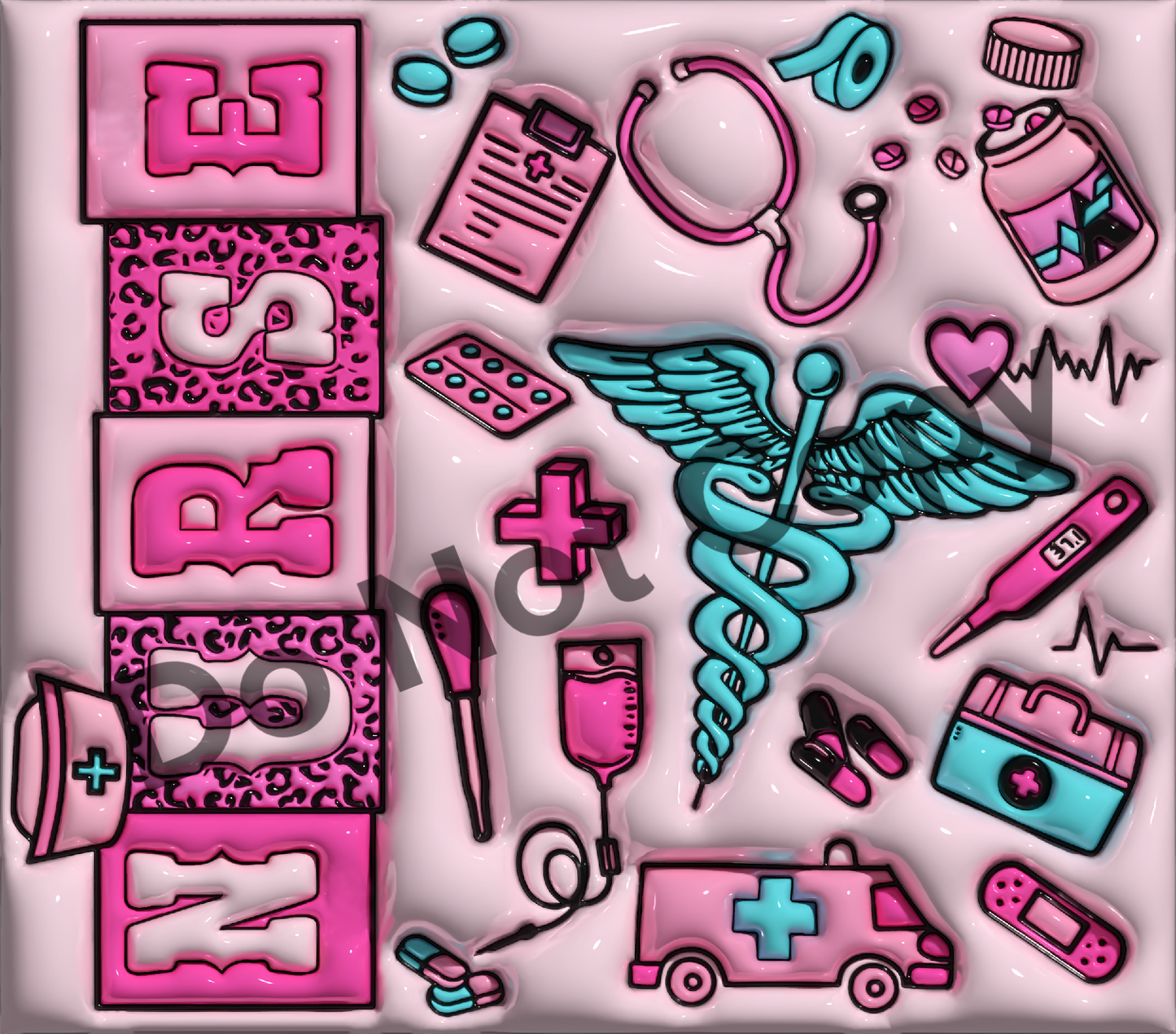 Nurse pink tumbler transfer