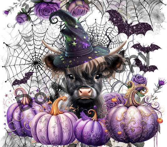 Cow purple pumpkins tumbler transfer