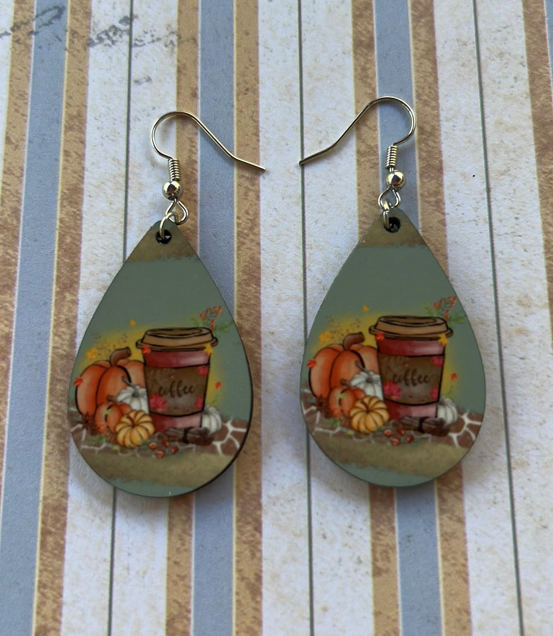 Fall coffee teardrop earrings