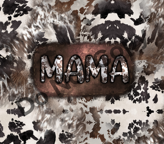 Mama cow brown tag tumbler transfer