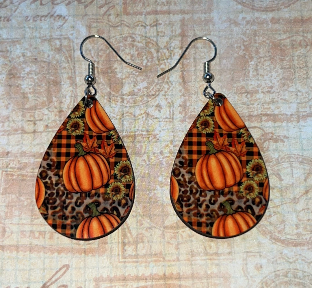 Fall cheetah teardrop earrings