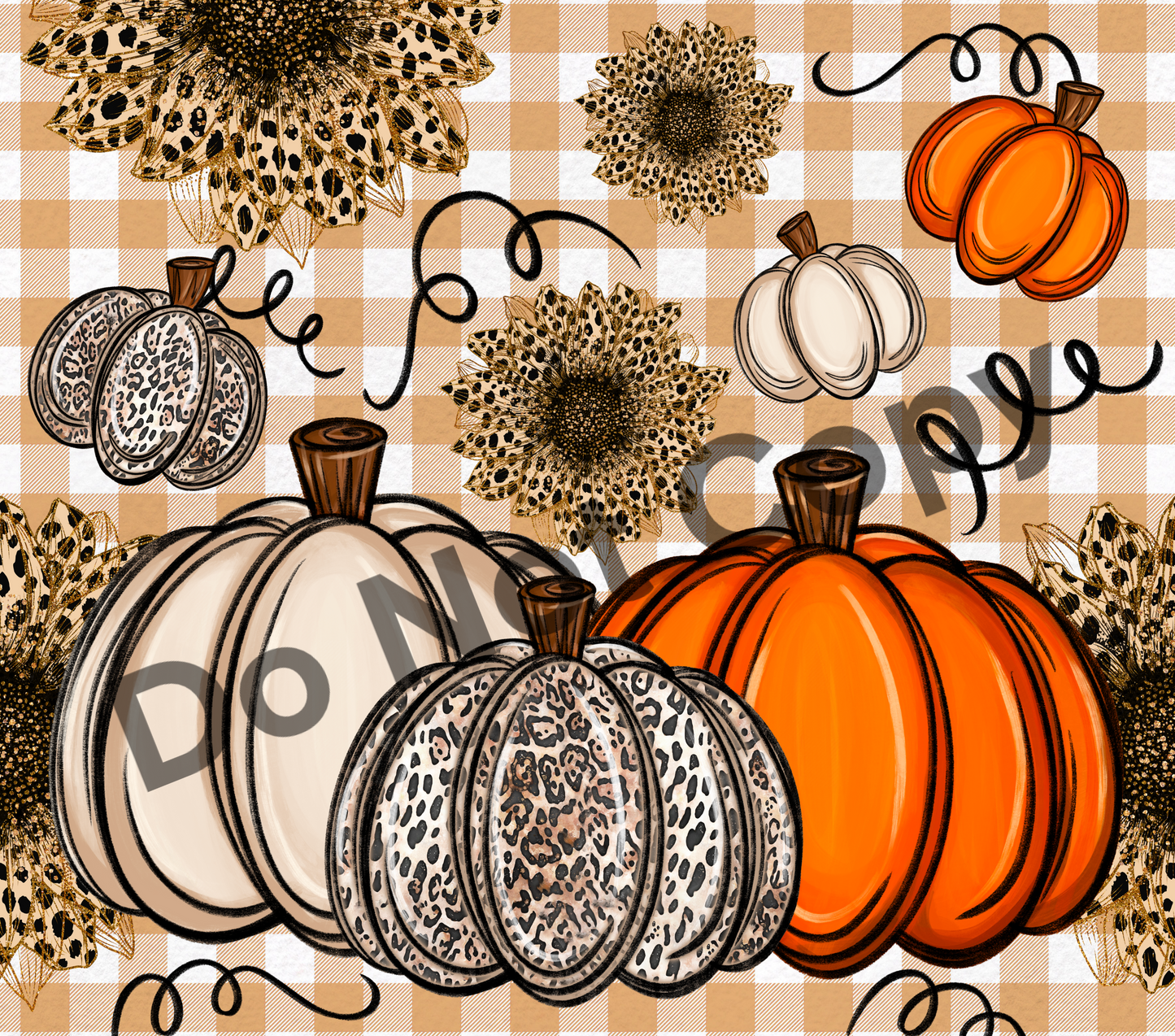 Pumpkins flowers tumbler transfer