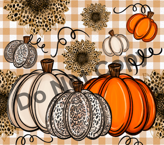 Pumpkins flowers tumbler transfer