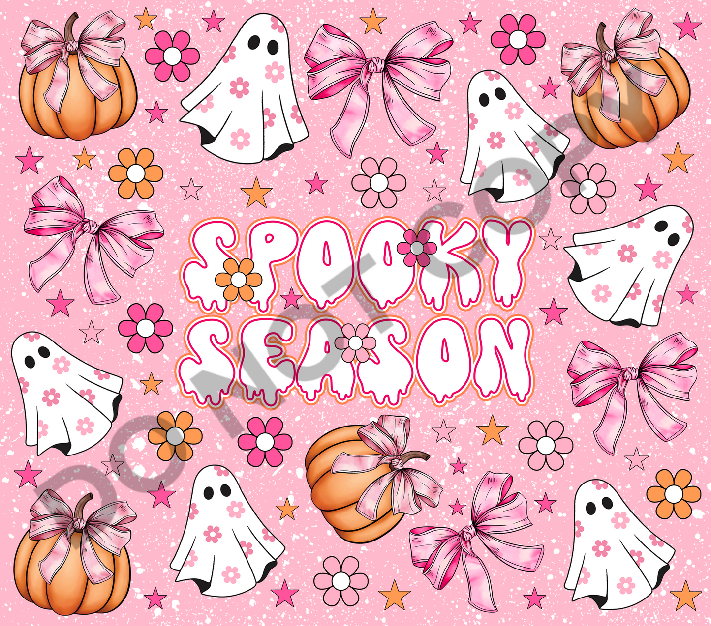 Spooky season pink tumbler transfer