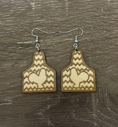 Cow tag earrings