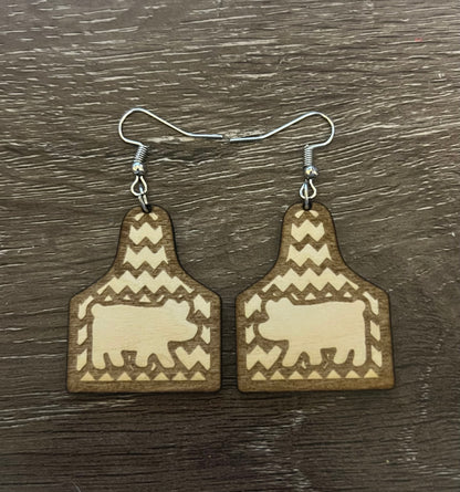 Cow tag earrings