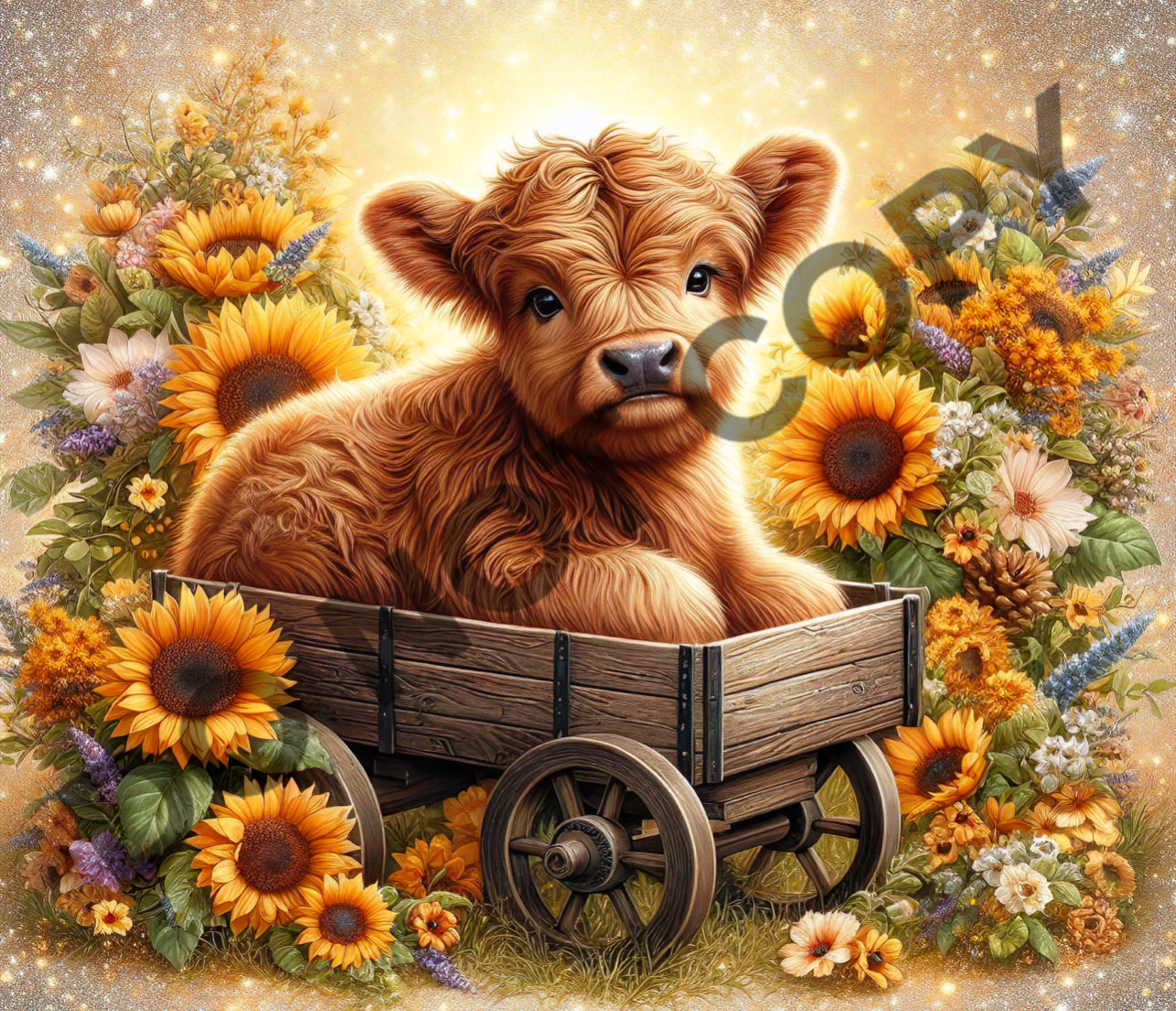 Cow sunflowers wagon tumbler transfer