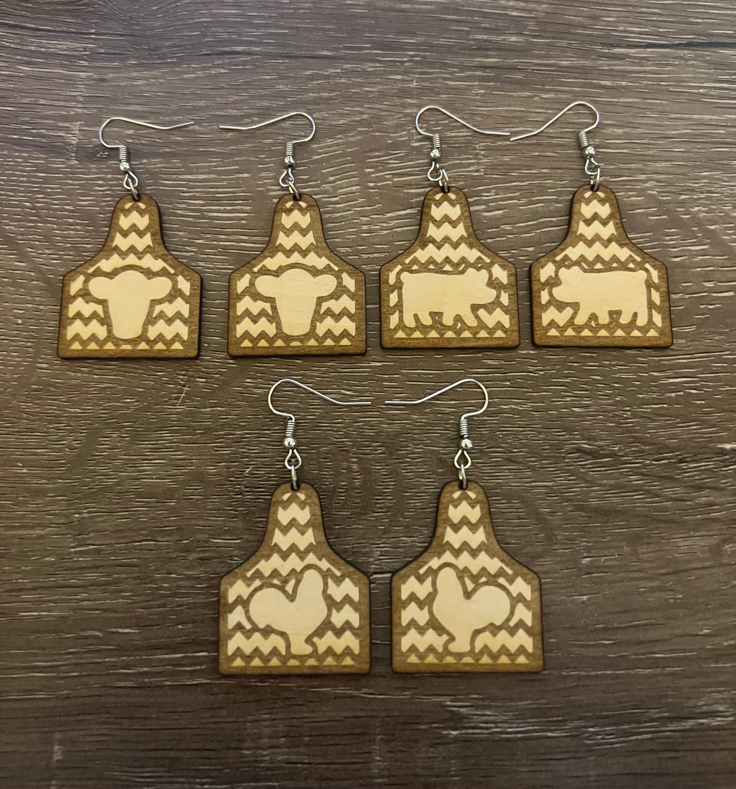 Cow tag earrings