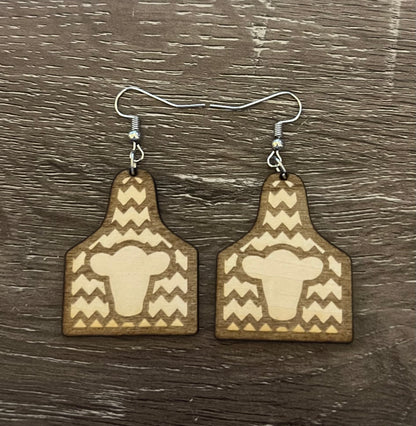 Cow tag earrings