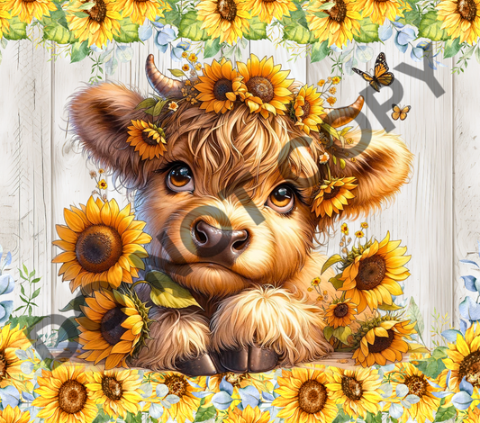 Sunflowers cow tumbler transfer