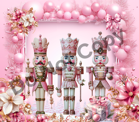 Nutcrackers Christmas pink tumbler transfer