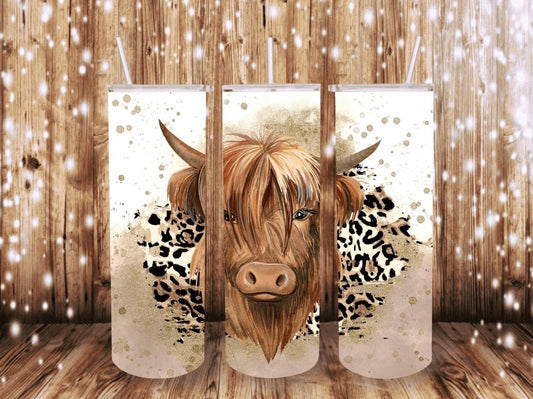 Cow cheetah splatter completed tumbler