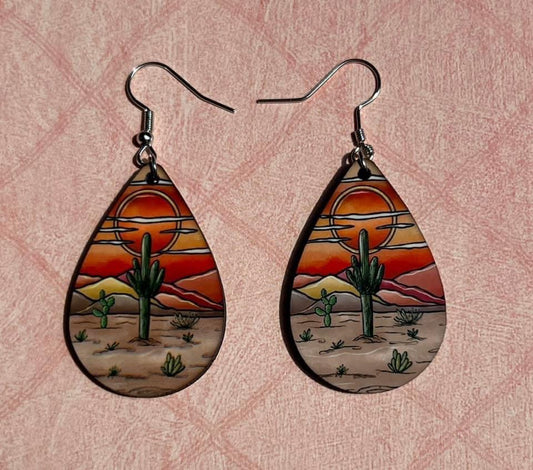 Cactus teardrop earrings