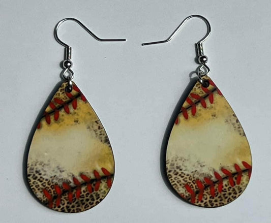 Softball seams teardrop earrings