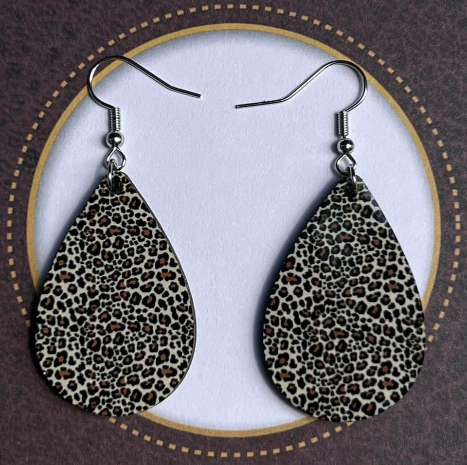 Cheetah print teardrop earrings