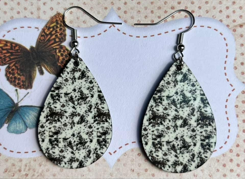 Cowhide teardrop earrings